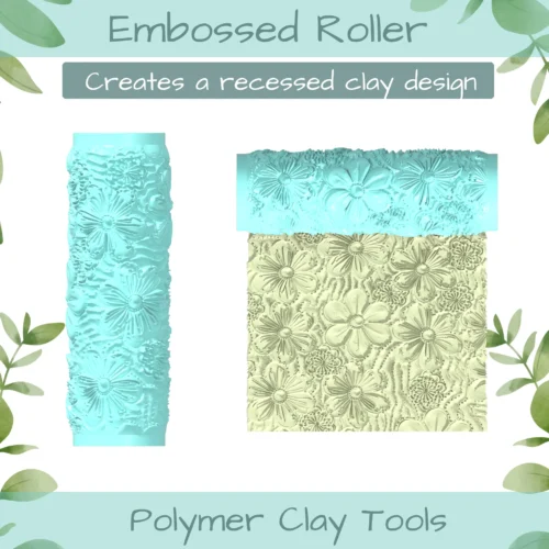 Florals No. 17 Polymer Clay Texture Roller Duo - Image 3