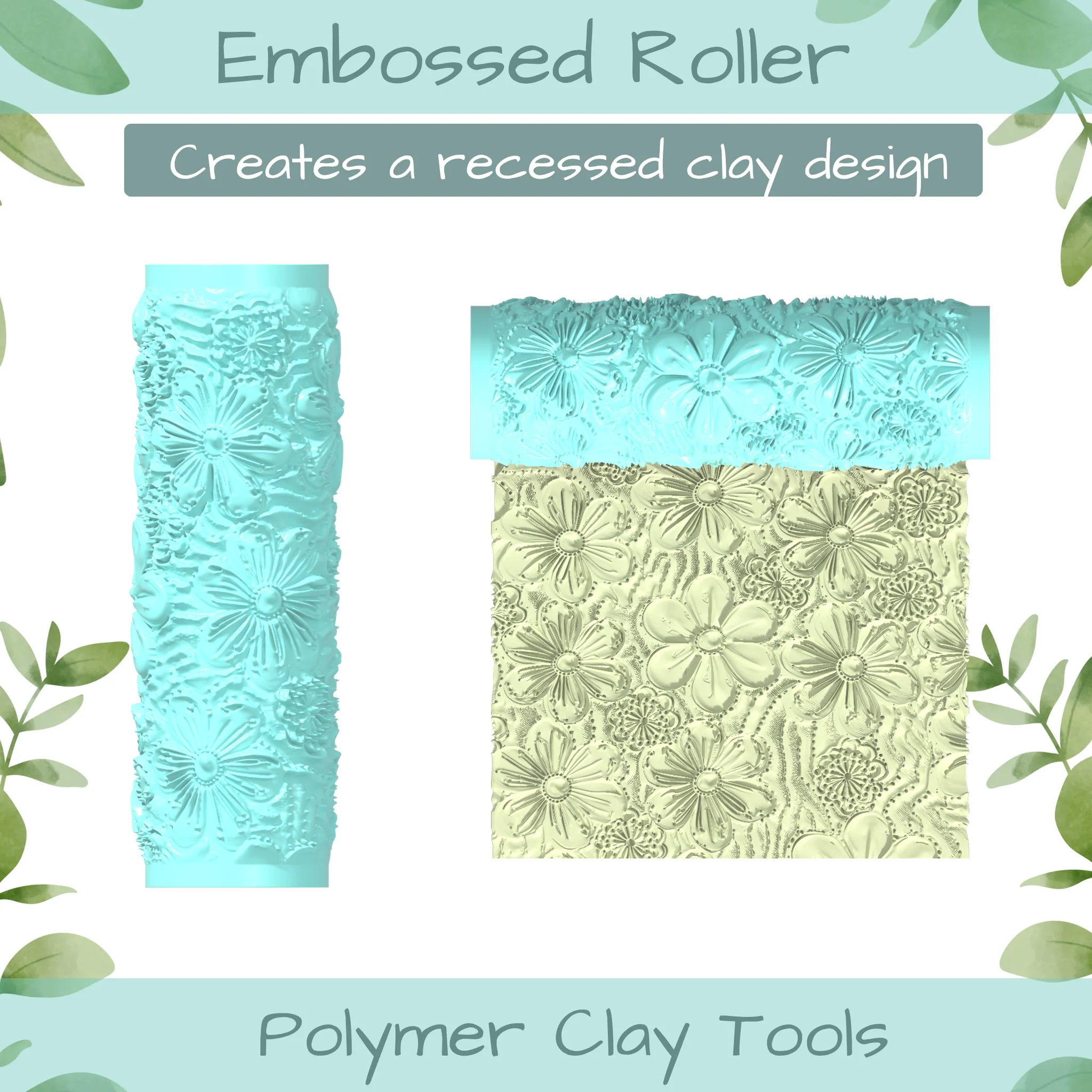 Florals No. 17 Polymer Clay Texture Roller Duo