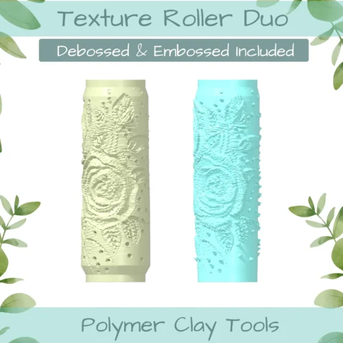 Florals No. 3 Polymer Clay Texture Roller Duo - Image 1
