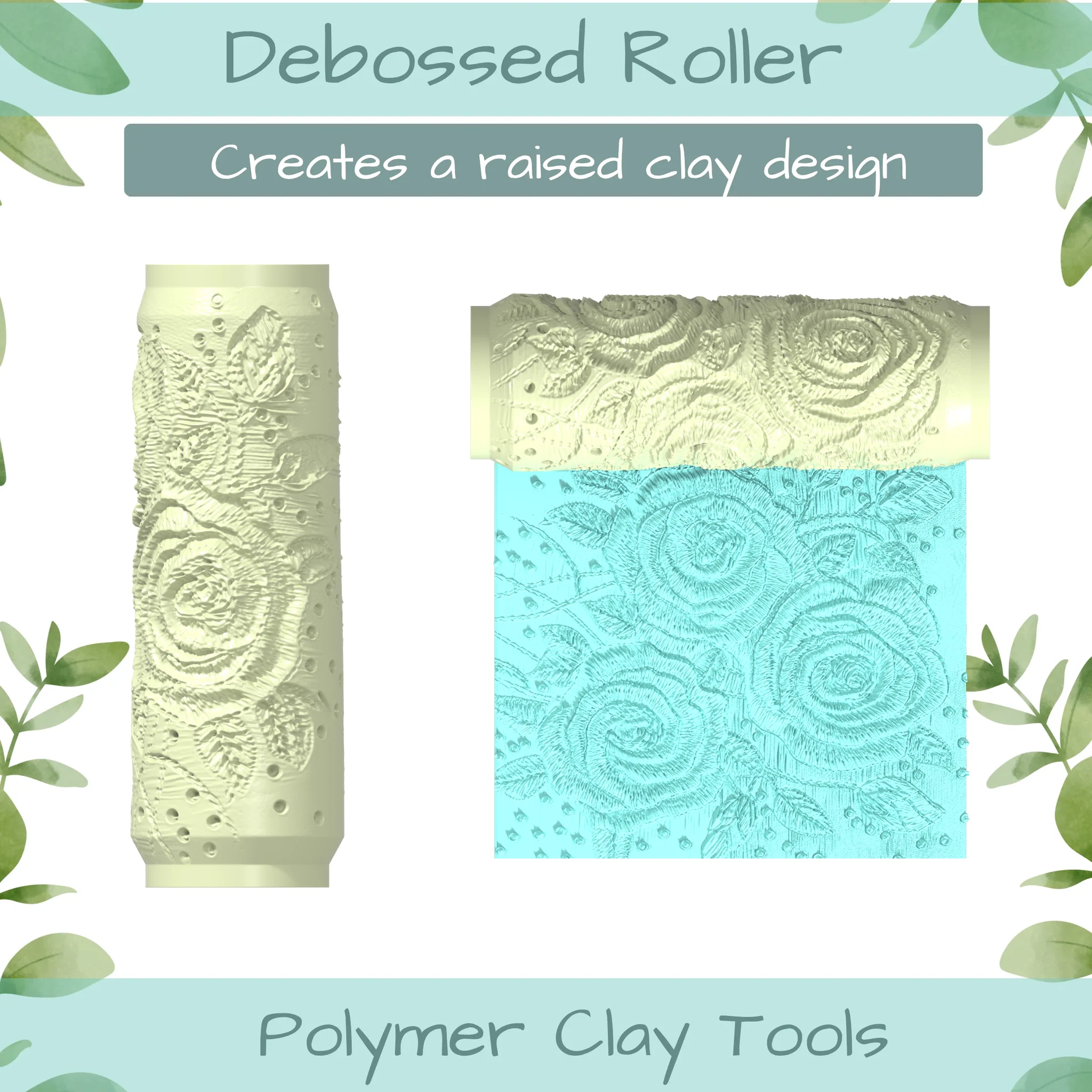 Florals No. 3 Polymer Clay Texture Roller Duo