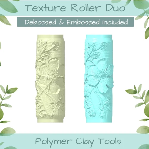 Florals No. 4 Polymer Clay Texture Roller Duo - Image 1