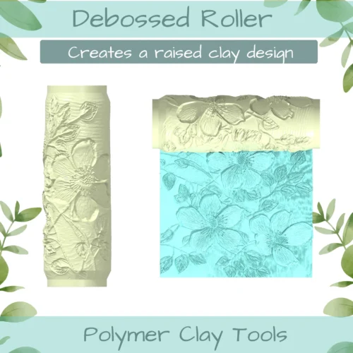 Florals No. 4 Polymer Clay Texture Roller Duo - Image 2