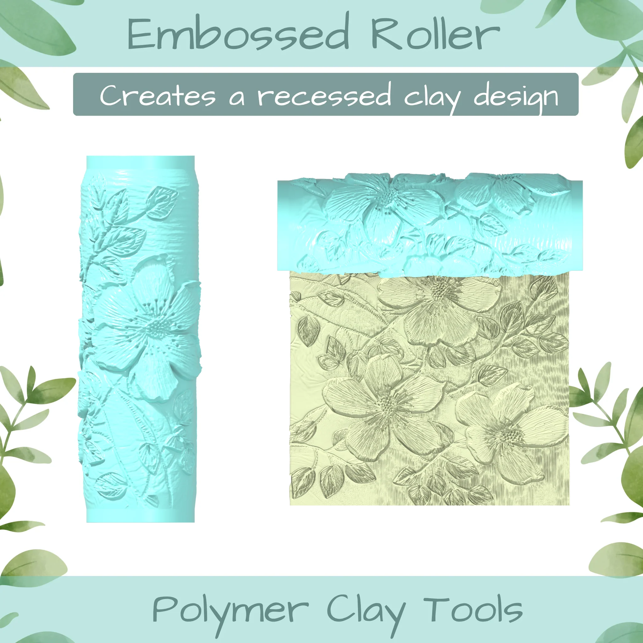 Florals No. 4 Polymer Clay Texture Roller Duo