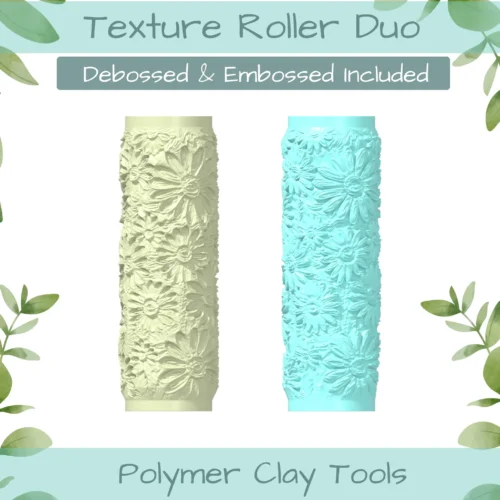 Florals No. 6 Polymer Clay Texture Roller Duo - Image 1