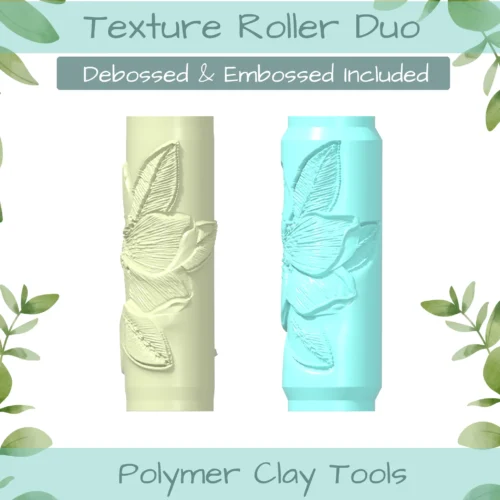 Florals No. 7 Polymer Clay Texture Roller Duo - Image 1