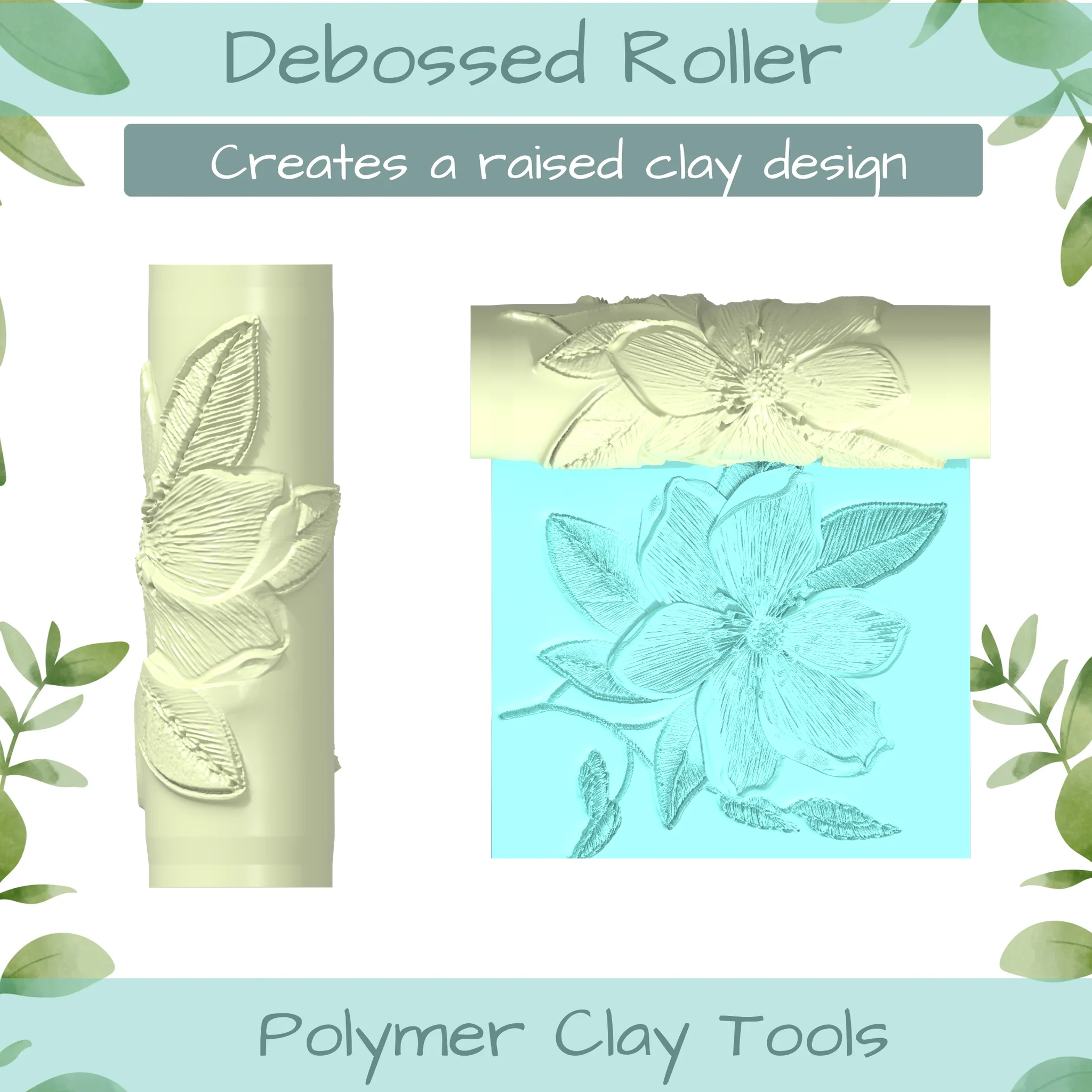 Florals No. 7 Polymer Clay Texture Roller Duo