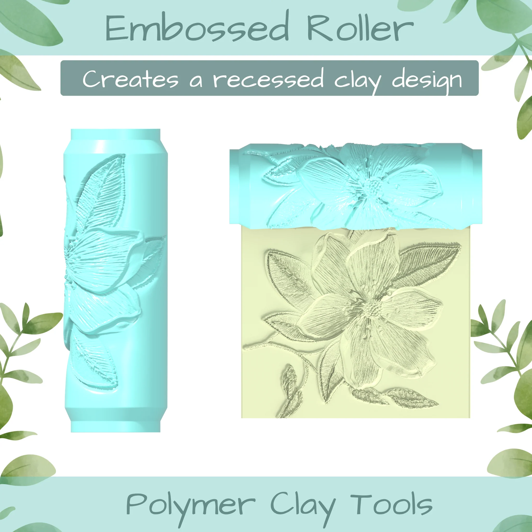 Florals No. 7 Polymer Clay Texture Roller Duo