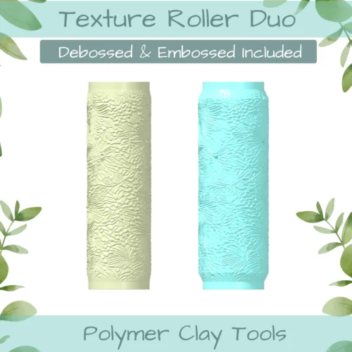 Florals No. 9 Polymer Clay Texture Roller Duo - Image 1