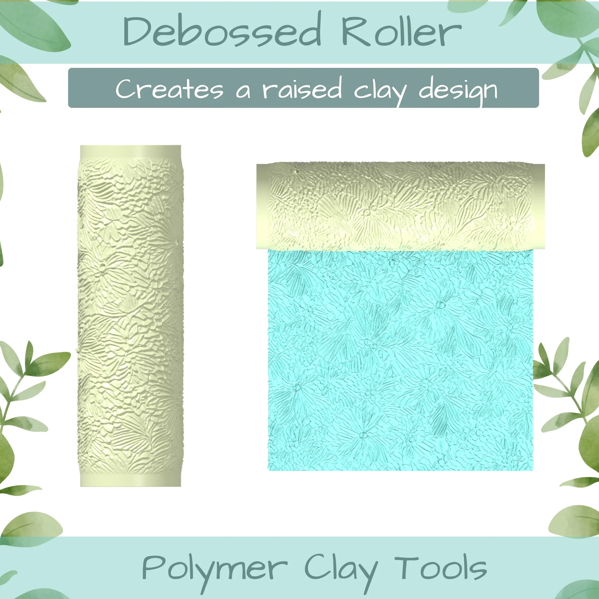 Florals No. 9 Polymer Clay Texture Roller Duo