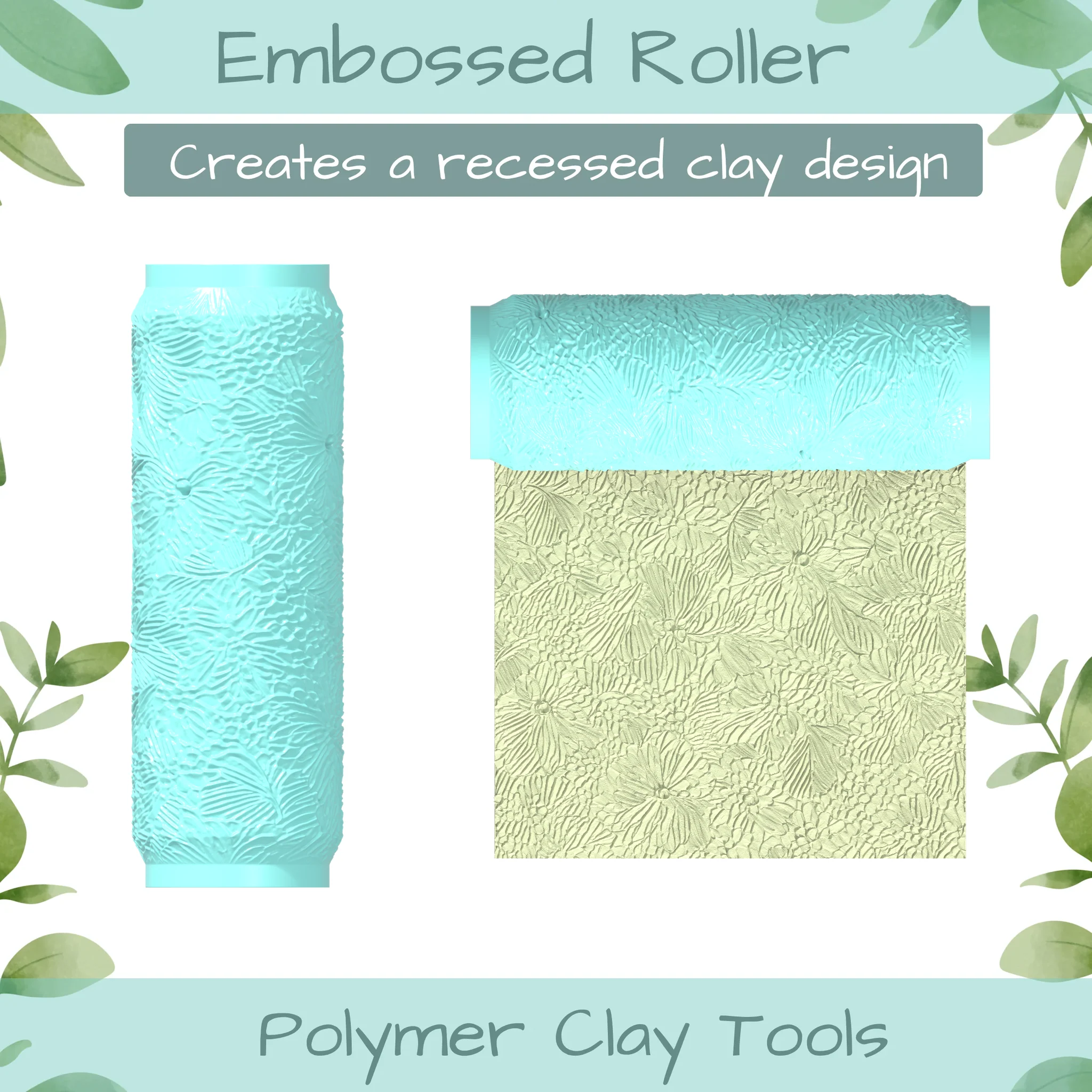 Florals No. 9 Polymer Clay Texture Roller Duo