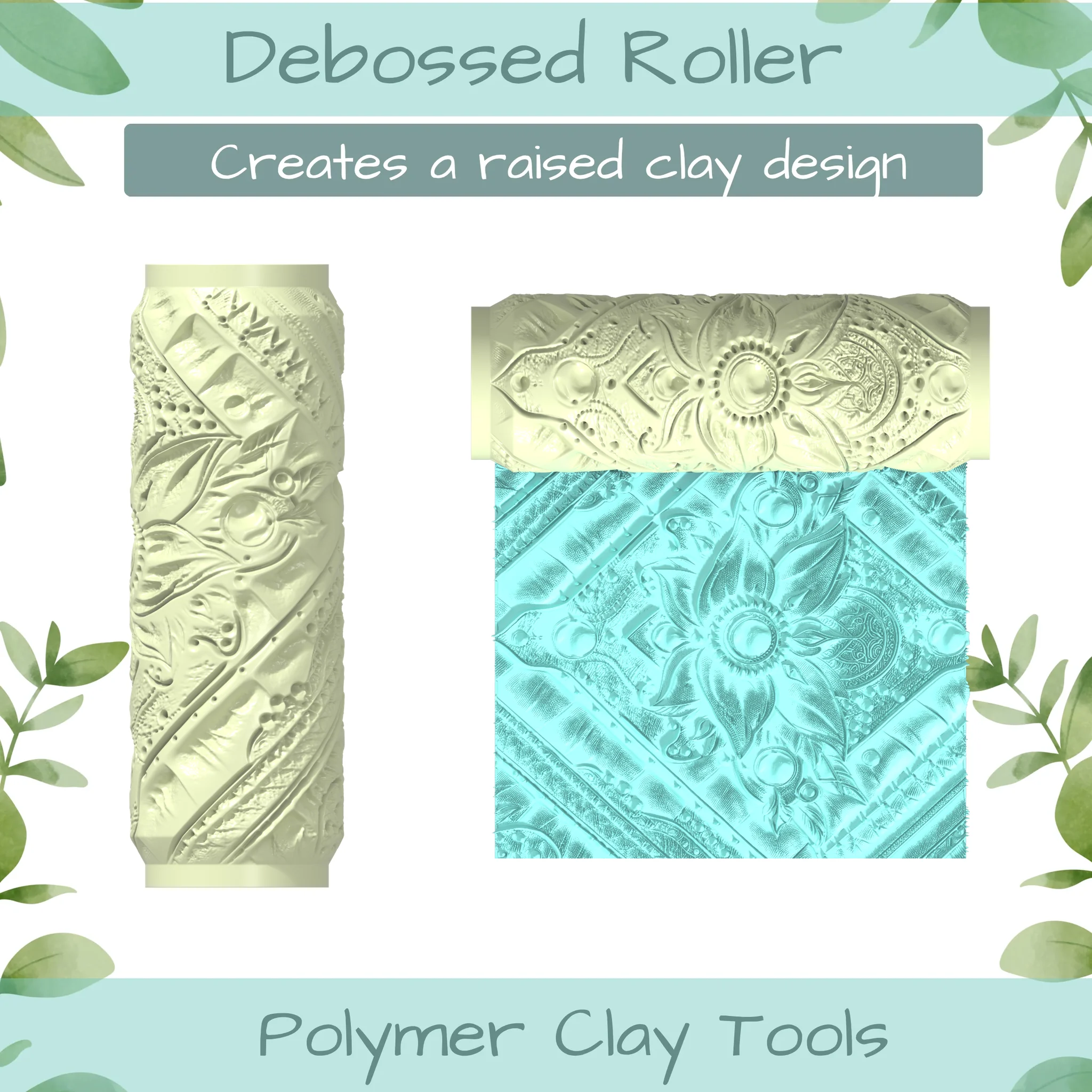 Leather Tooled No. 1 Polymer Clay Texture Roller Duo