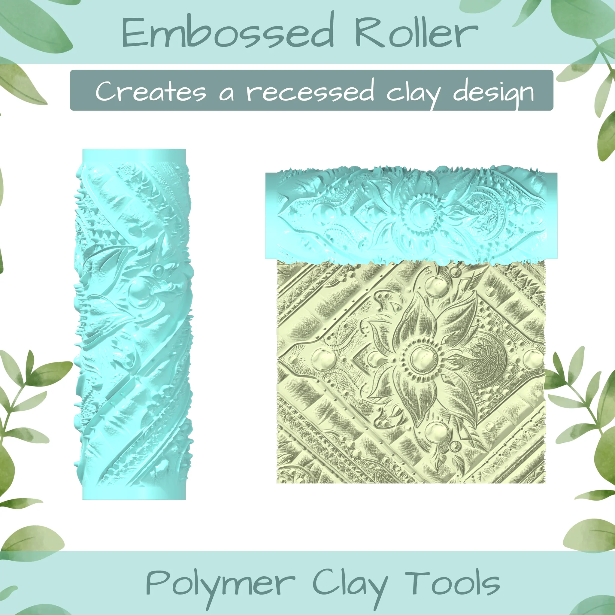 Leather Tooled No. 1 Polymer Clay Texture Roller Duo