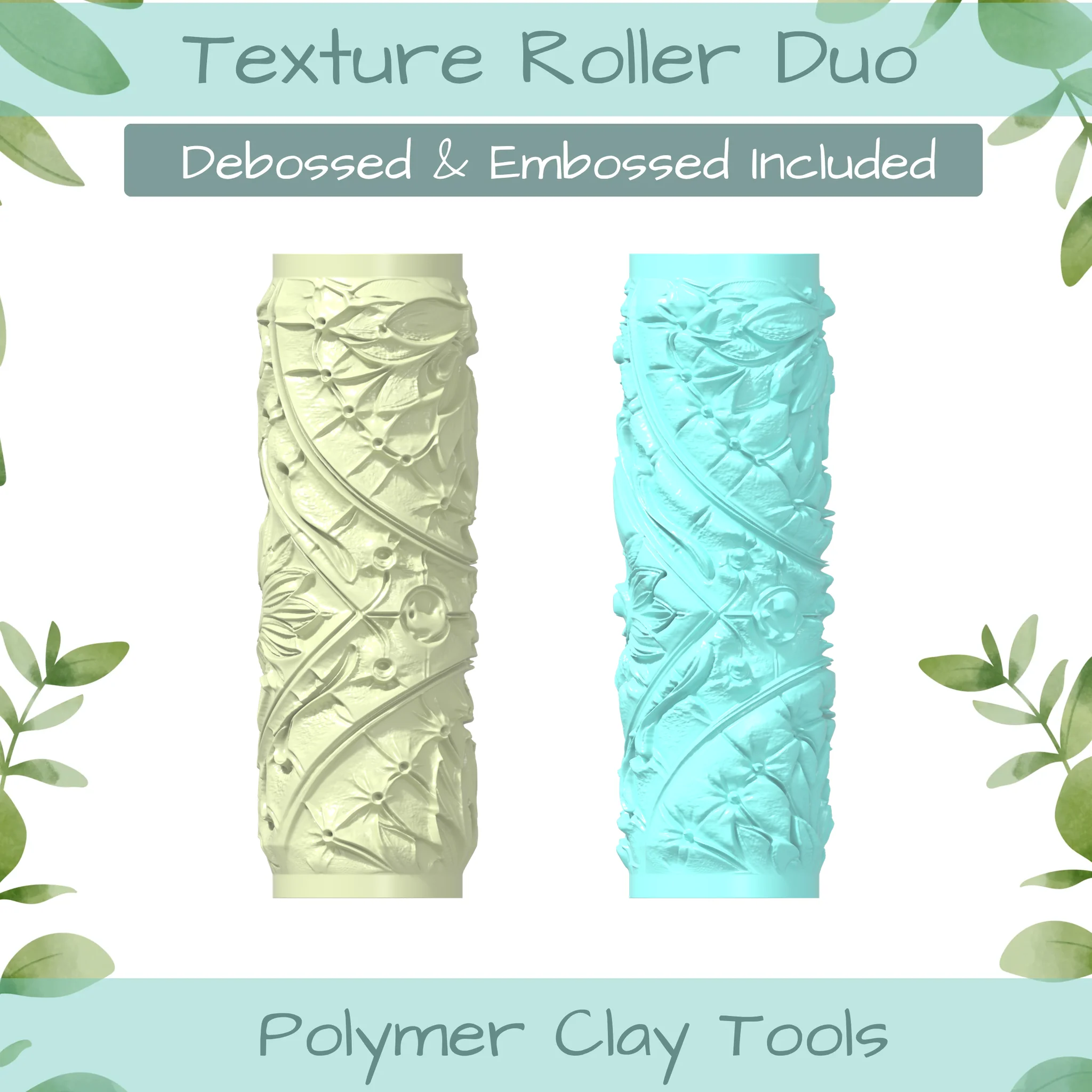 Leather Tooled No. 10 Polymer Clay Texture Roller Duo