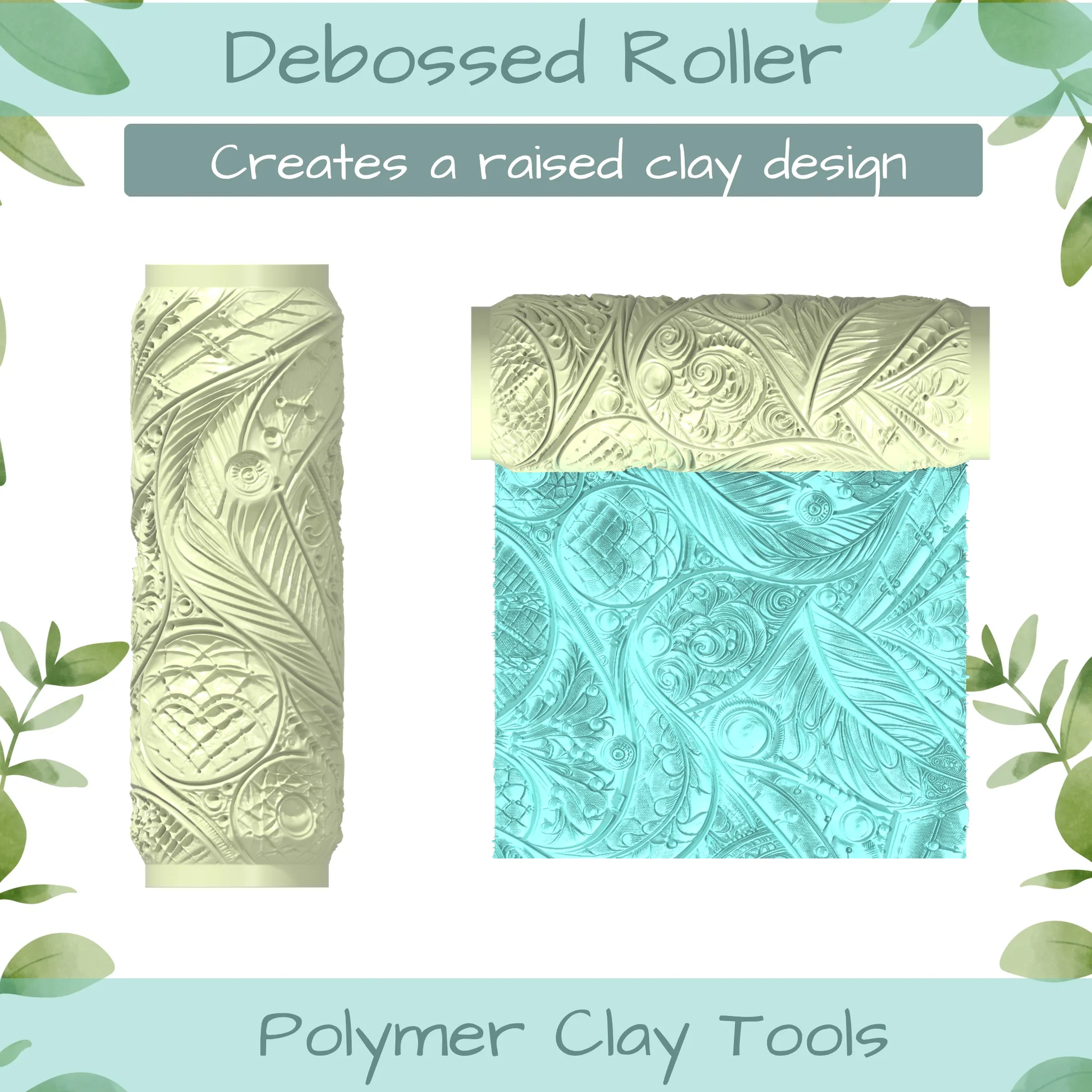 Leather Tooled No. 9 Polymer Clay Texture Roller Duo