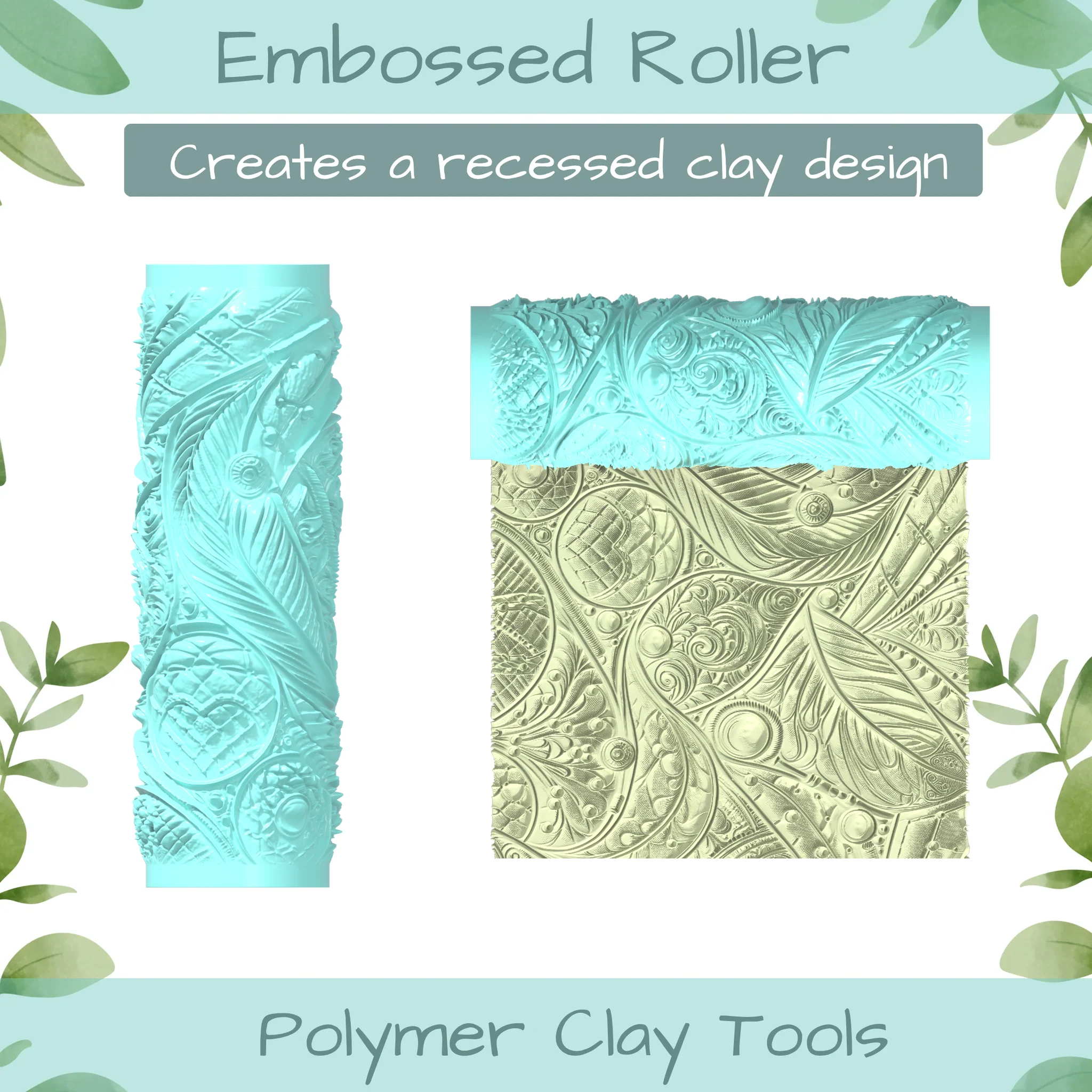 Leather Tooled No. 9 Polymer Clay Texture Roller Duo