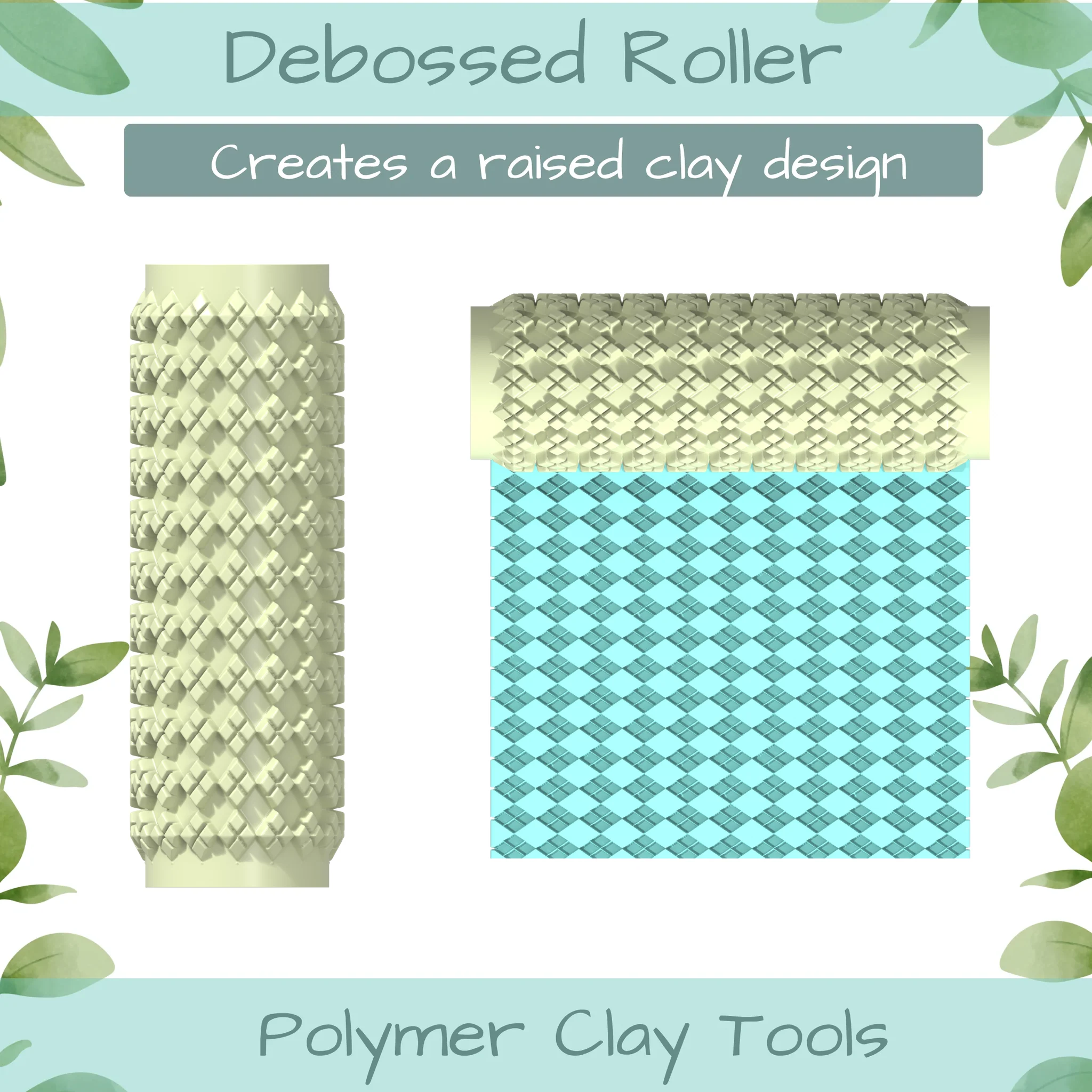 Argyle Polymer Clay Texture Roller Duo