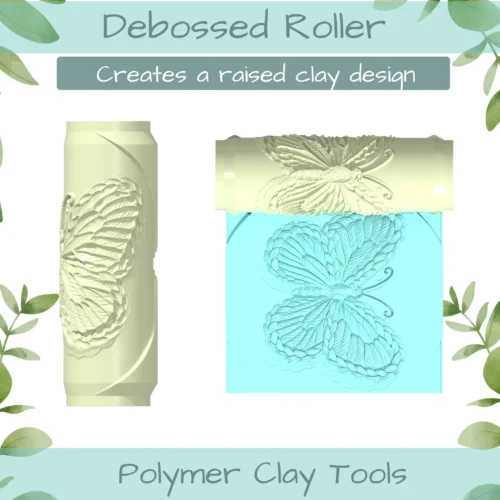Butterfly Embroidery Polymer Clay Texture Roller Duo - Image 2