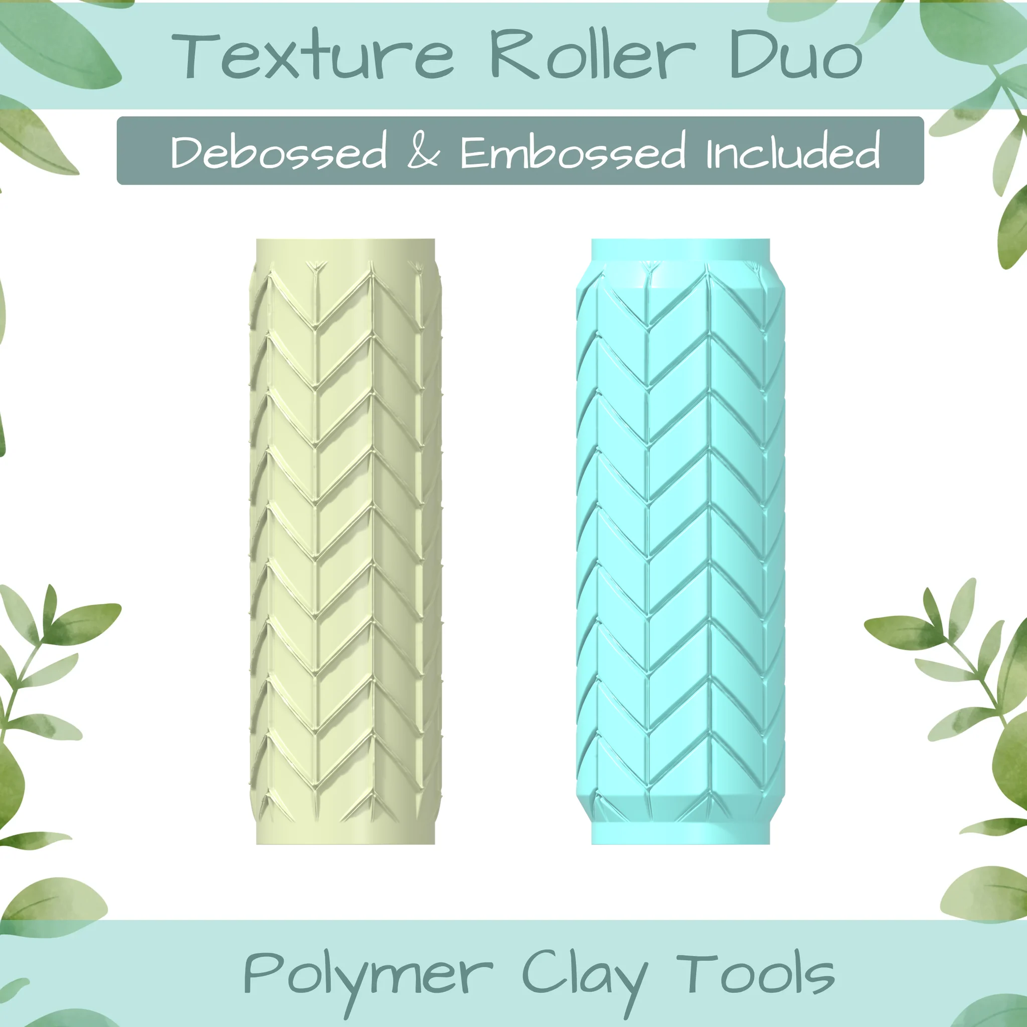chevron No. 1 Polymer Clay Texture Roller Duo