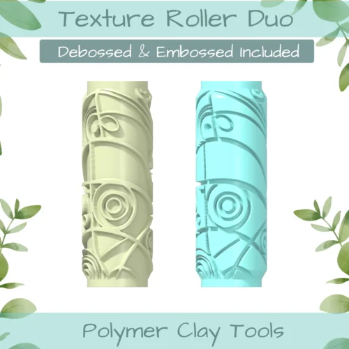 Cubism No. 1 Polymer Clay Texture Roller Duo - Image 1