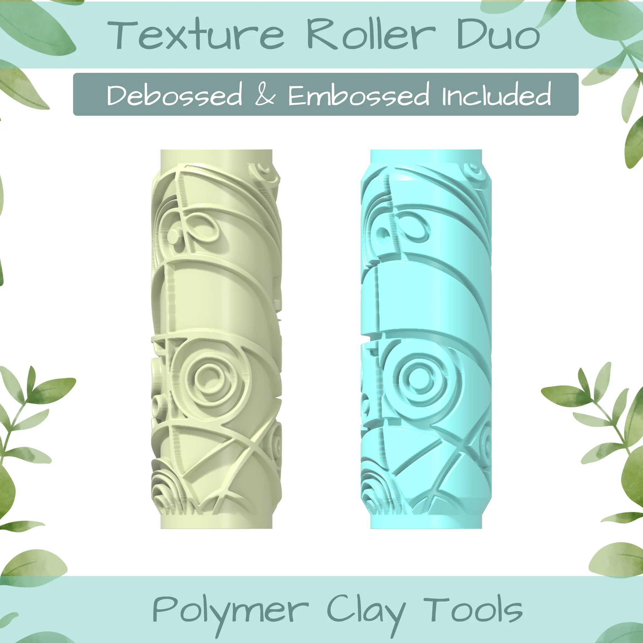 Cubism No. 1 Polymer Clay Texture Roller Duo