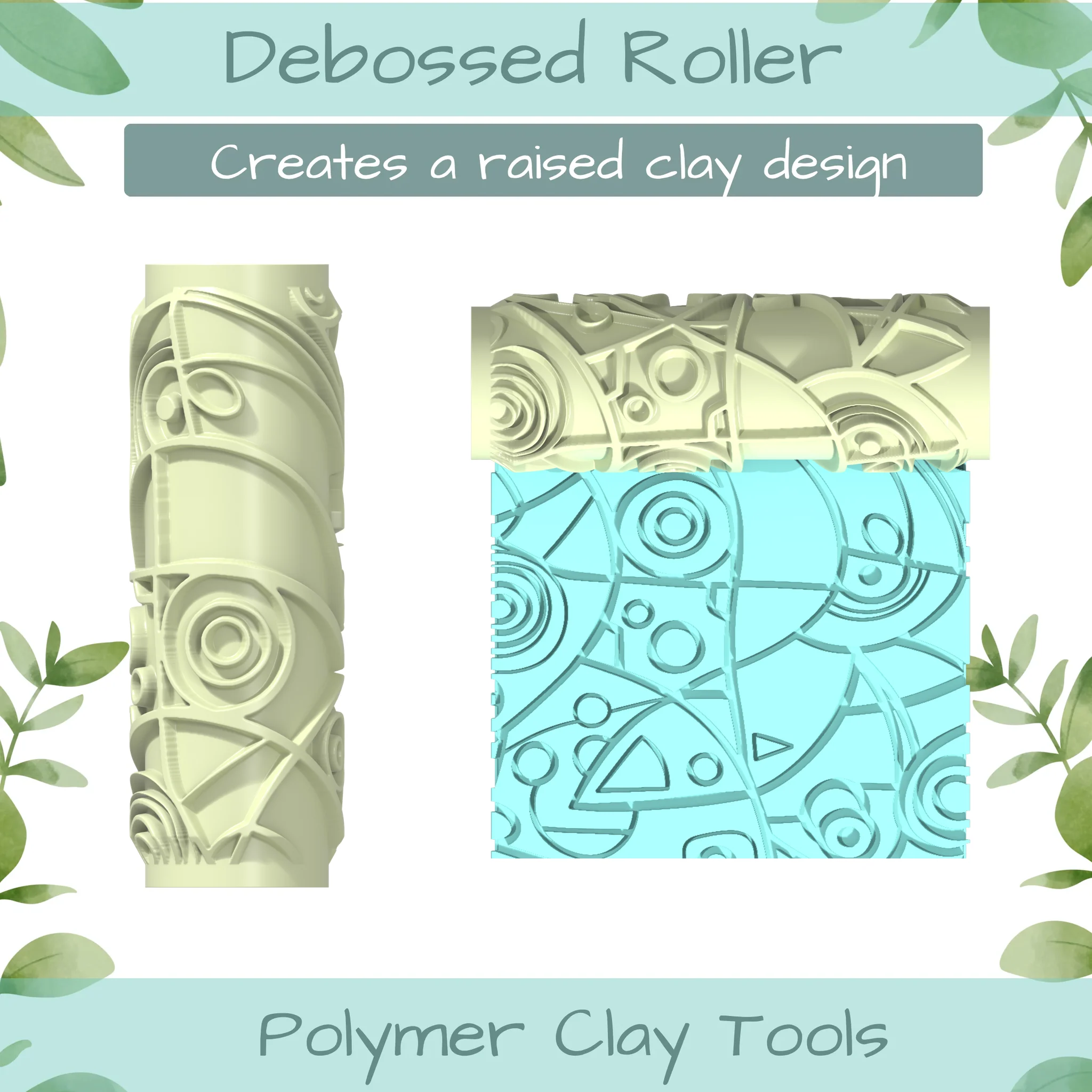 Cubism No. 1 Polymer Clay Texture Roller Duo