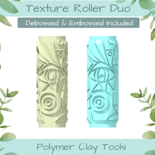 Cubism No. 11 Polymer Clay Texture Roller Duo - Image 1