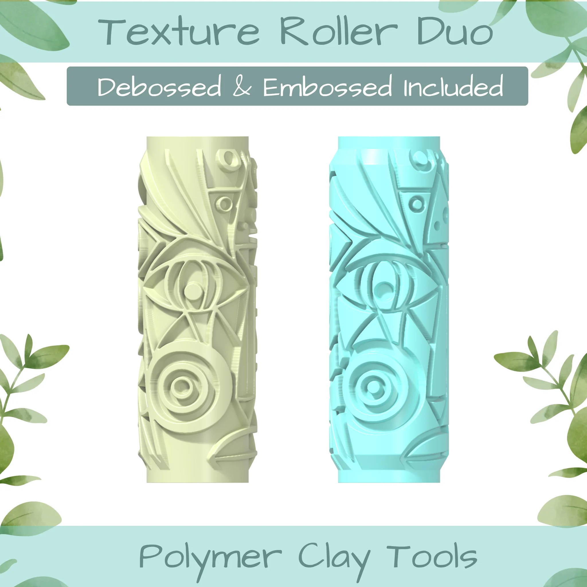 Cubism No. 11 Polymer Clay Texture Roller Duo