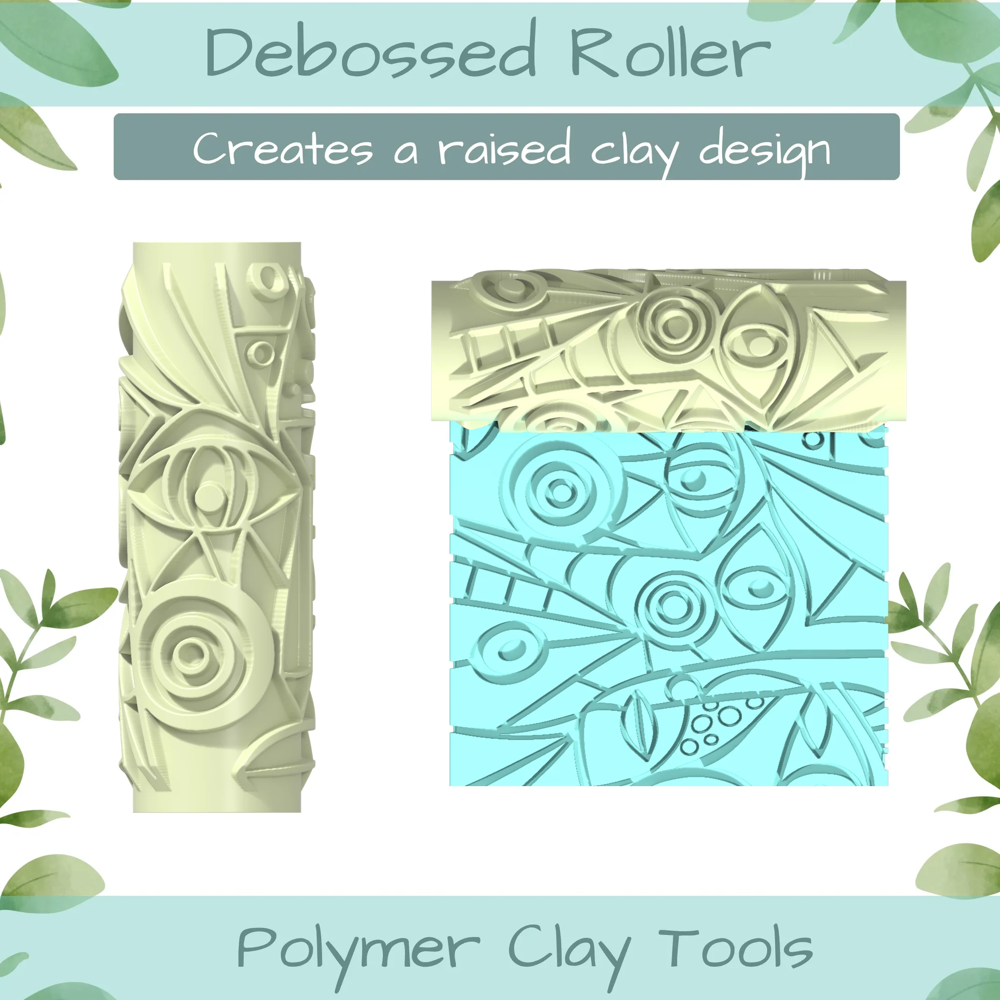 Cubism No. 11 Polymer Clay Texture Roller Duo
