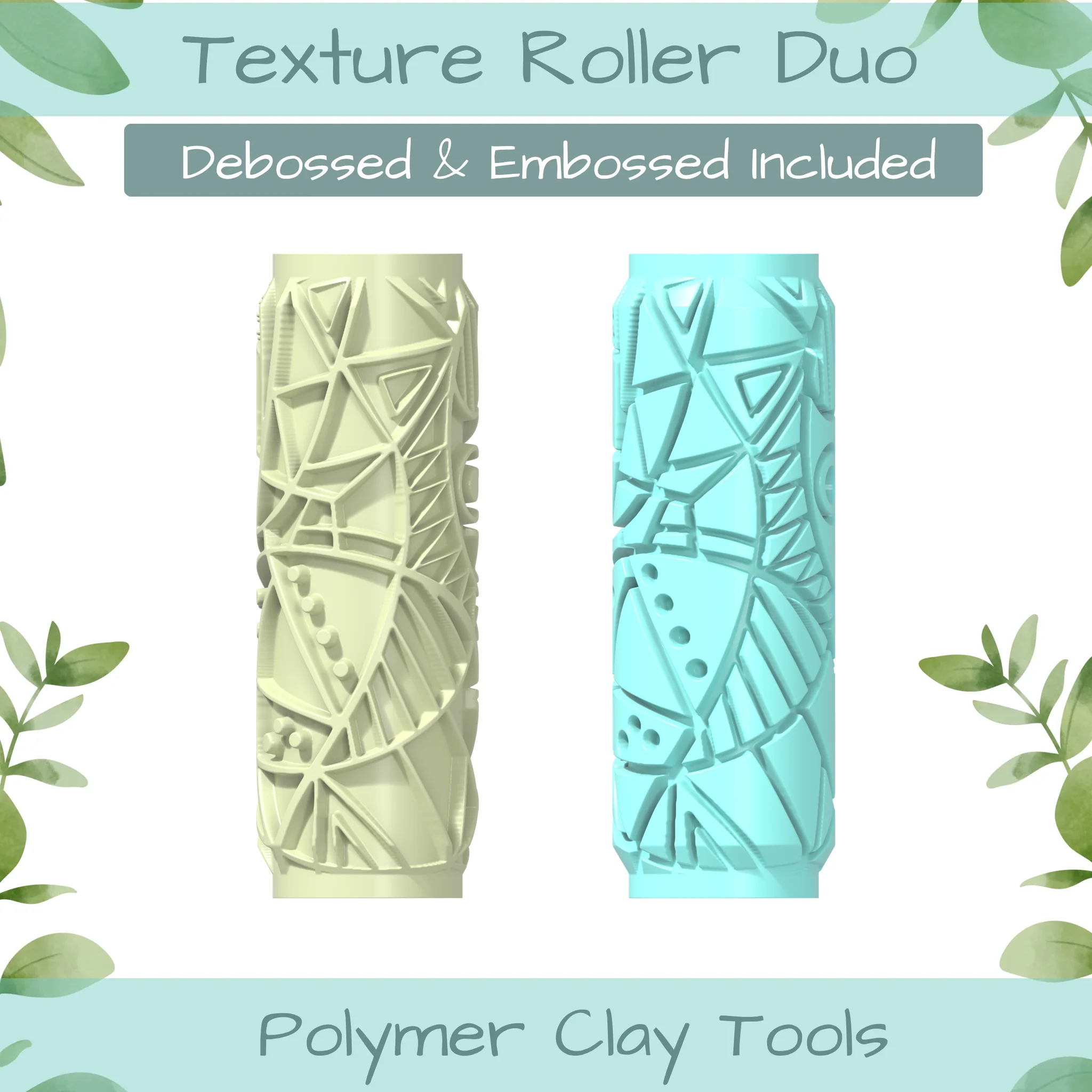 Cubism No. 12 Polymer Clay Texture Roller Duo