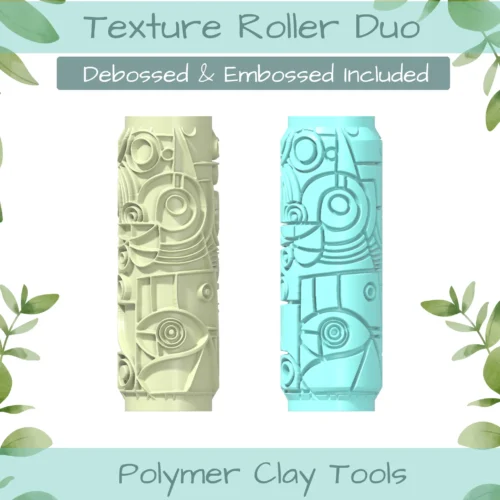 Cubism No. 2 Polymer Clay Texture Roller Duo - Image 1