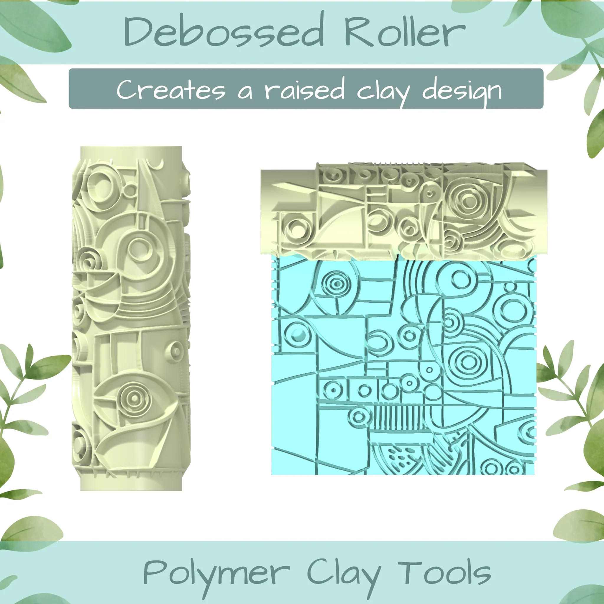 Cubism No. 2 Polymer Clay Texture Roller Duo