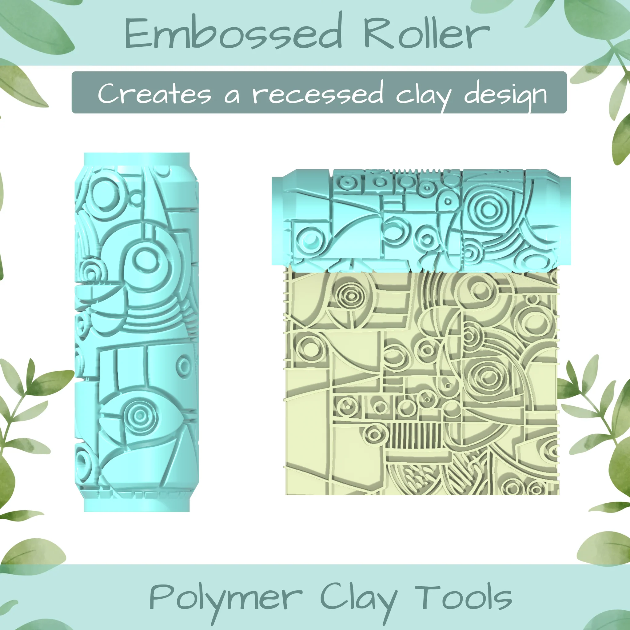 Cubism No. 2 Polymer Clay Texture Roller Duo