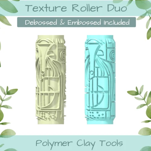 Cubism No. 3 Polymer Clay Texture Roller Duo - Image 1