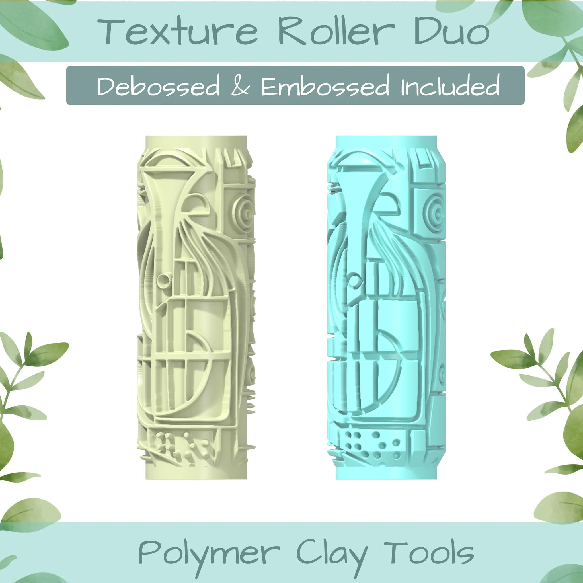 Cubism No. 3 Polymer Clay Texture Roller Duo