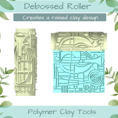 Cubism No. 3 Polymer Clay Texture Roller Duo - Image 2
