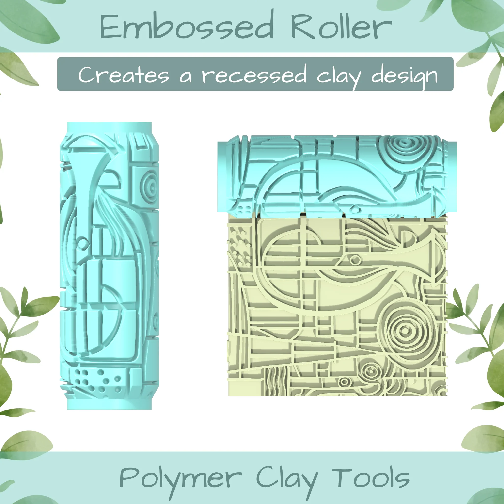 Cubism No. 3 Polymer Clay Texture Roller Duo