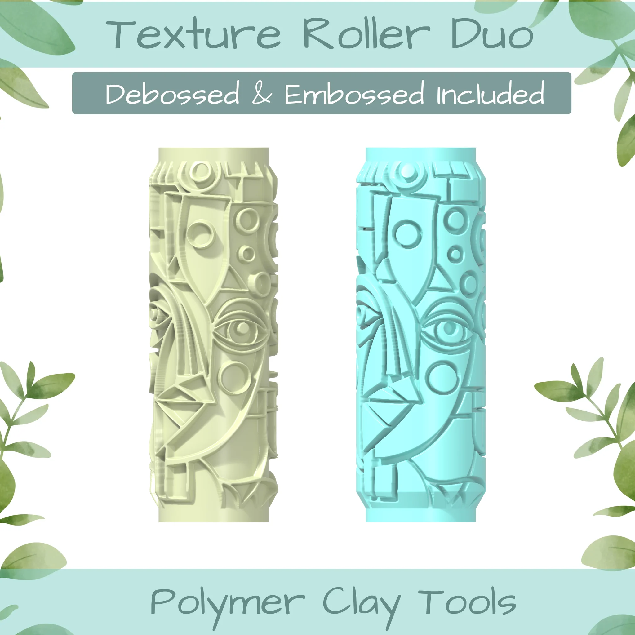 Cubism No. 4 Polymer Clay Texture Roller Duo