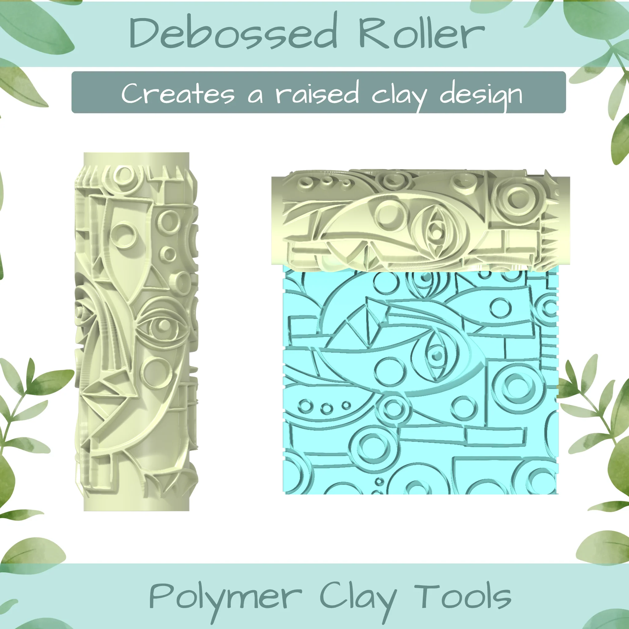 Cubism No. 4 Polymer Clay Texture Roller Duo