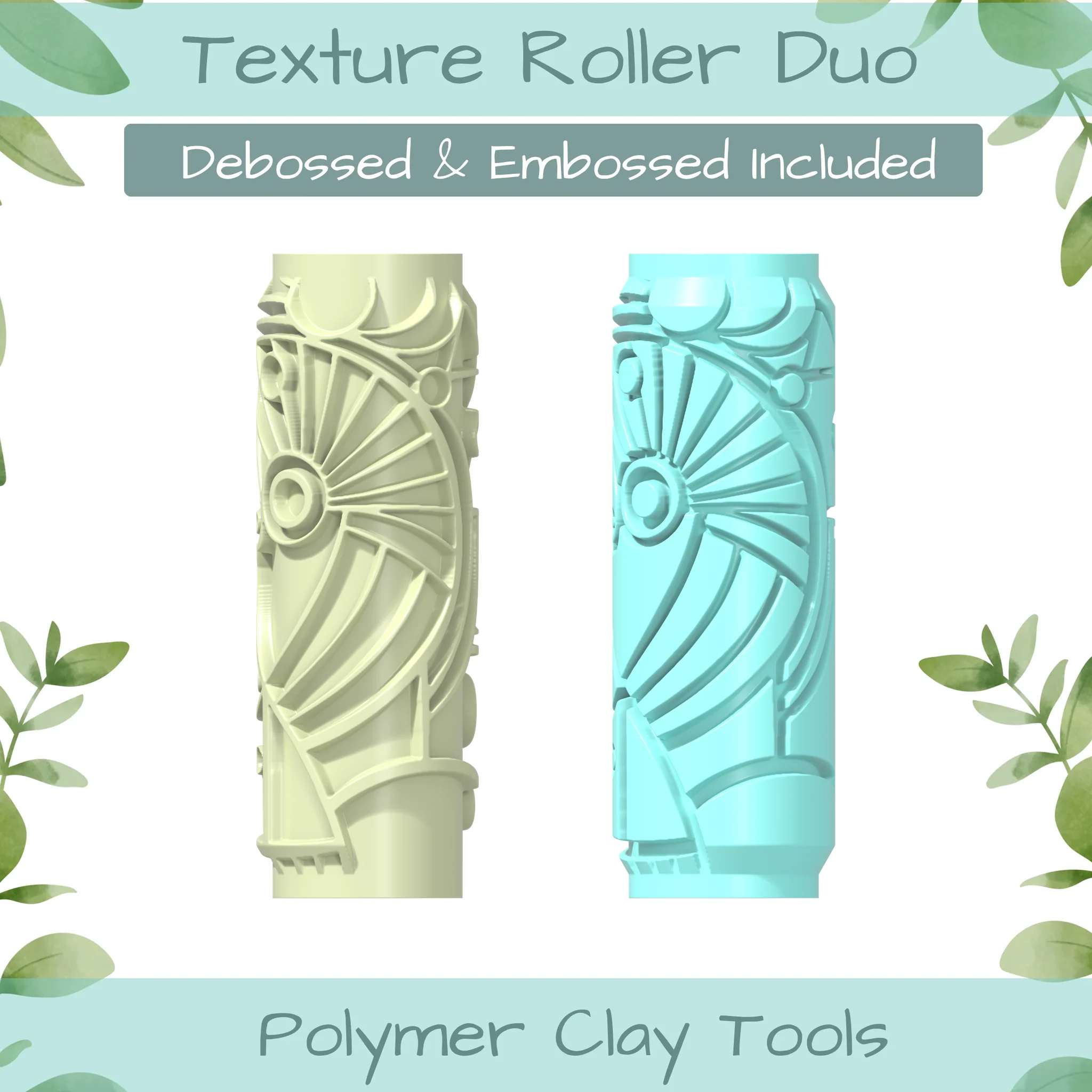 Cubism No. 5 Polymer Clay Texture Roller Duo