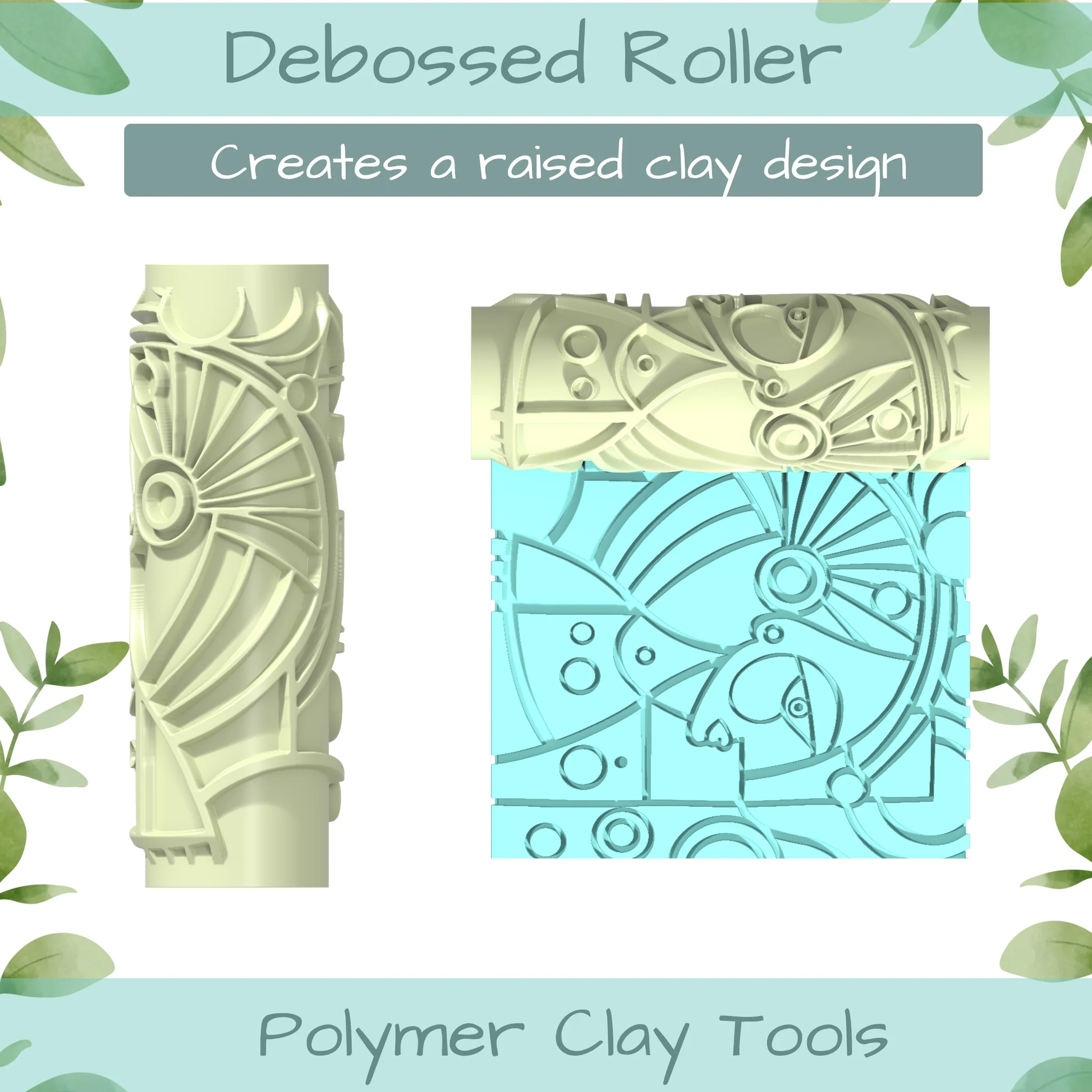 Cubism No. 5 Polymer Clay Texture Roller Duo