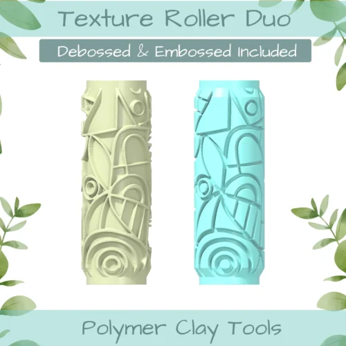 Cubism No. 6 Polymer Clay Texture Roller Duo - Image 1