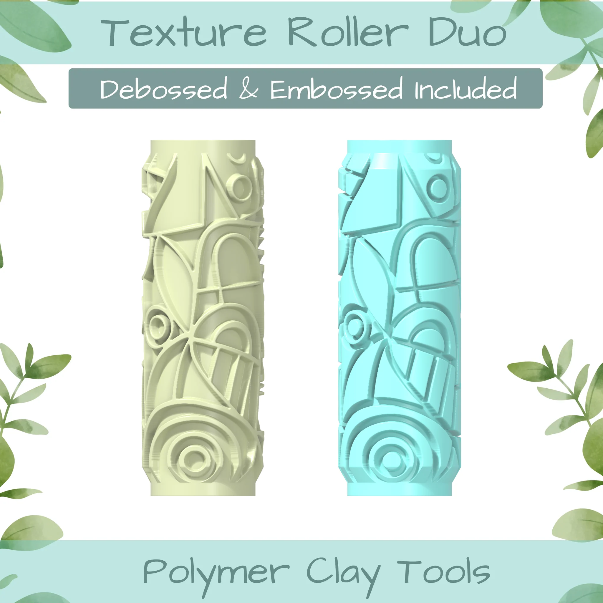 Cubism No. 6 Polymer Clay Texture Roller Duo