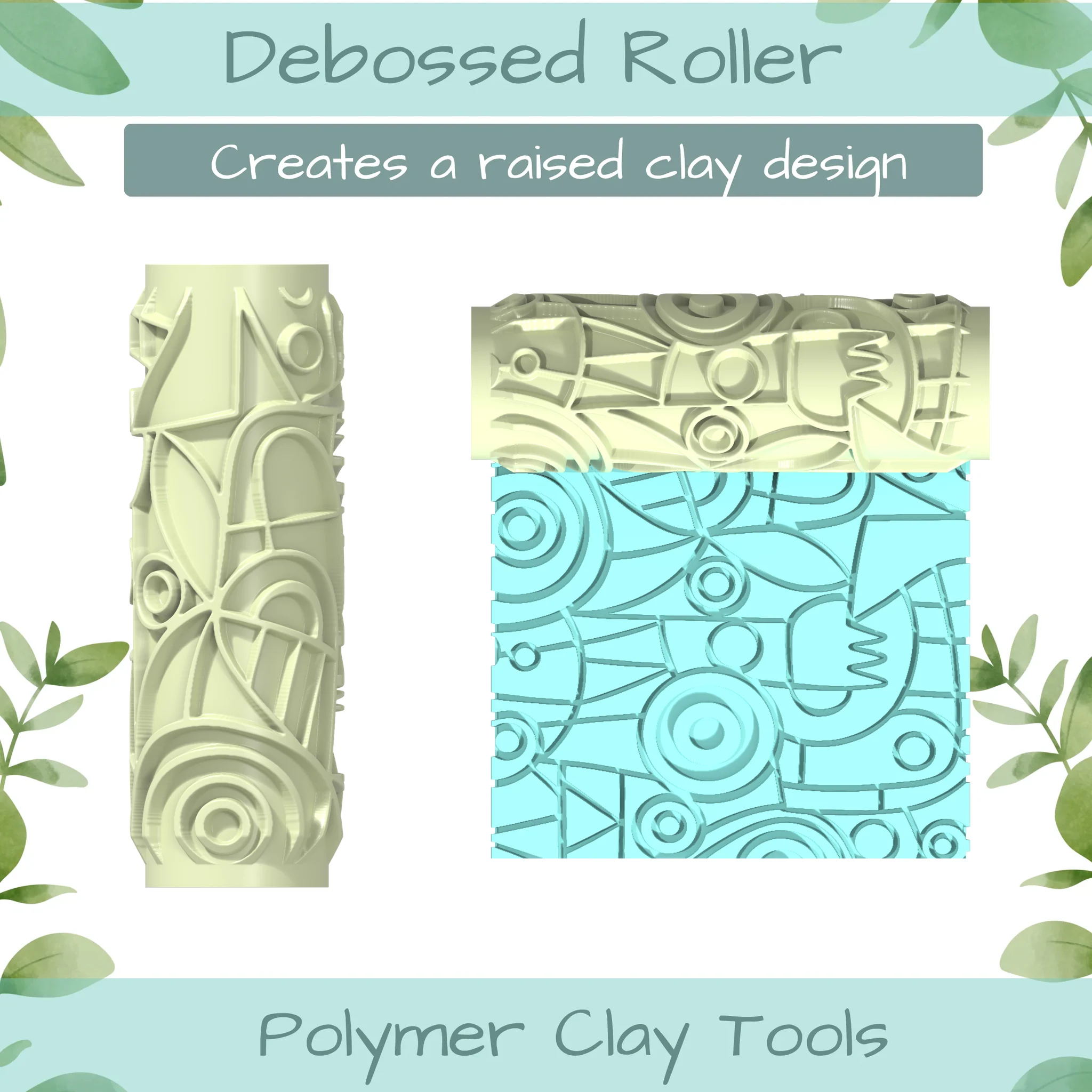 Cubism No. 6 Polymer Clay Texture Roller Duo