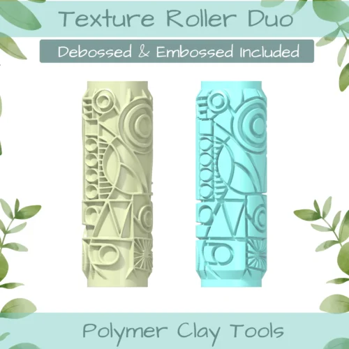 Cubism No. 7 Polymer Clay Texture Roller Duo - Image 1