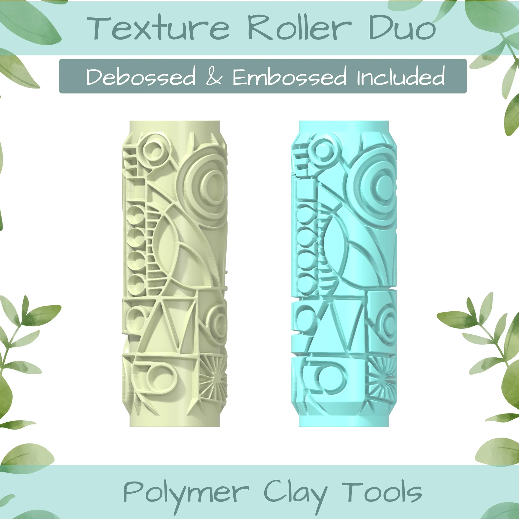 Cubism No. 7 Polymer Clay Texture Roller Duo