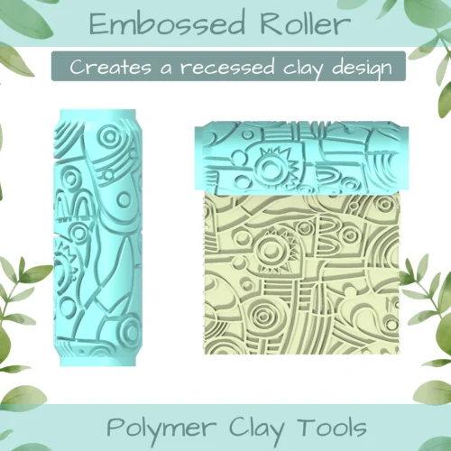 Cubism No. 8 Polymer Clay Texture Roller Duo - Image 3