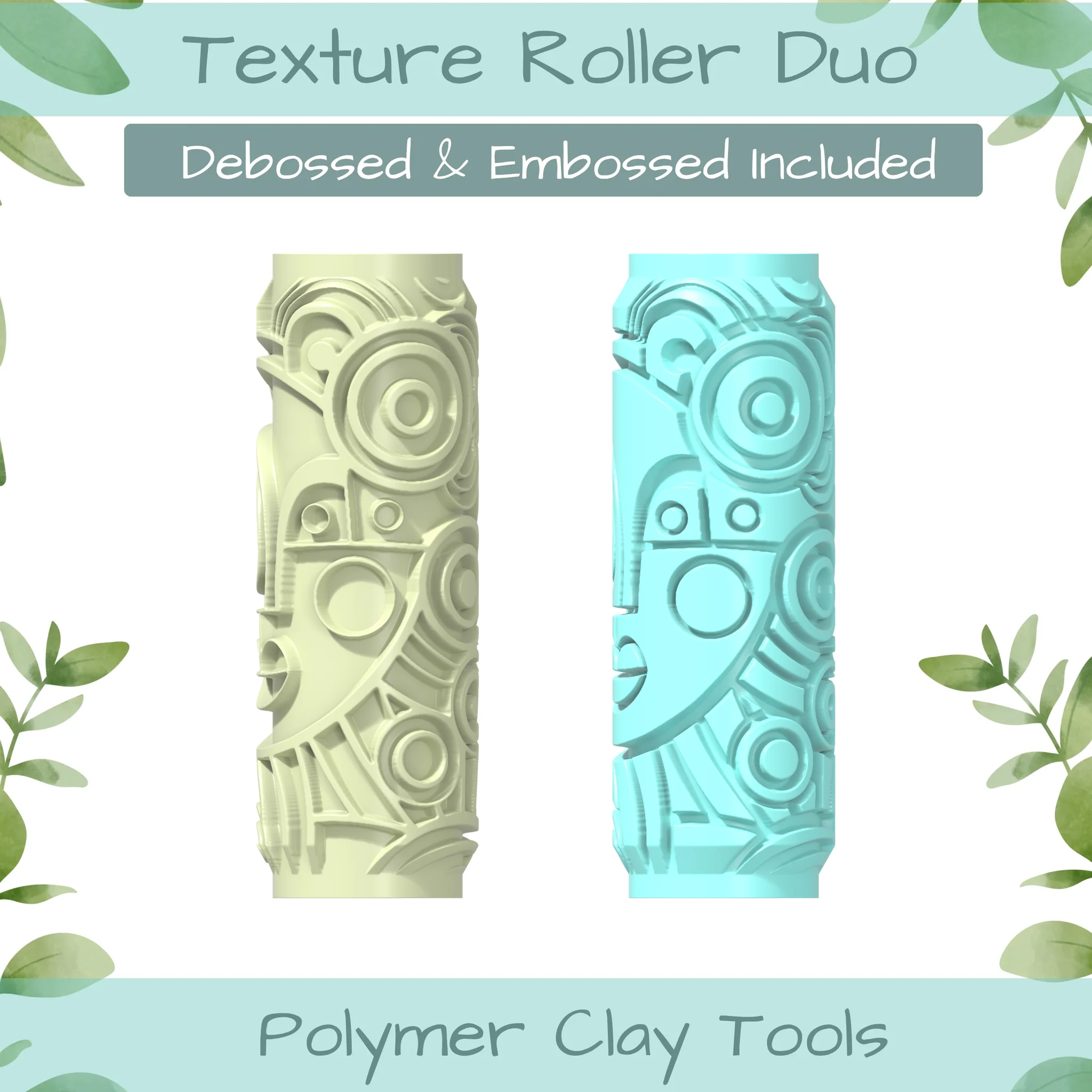 Cubism No. 9 Polymer Clay Texture Roller Duo