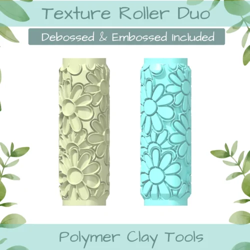 daisies Polymer Clay Texture Roller Duo - Image 1