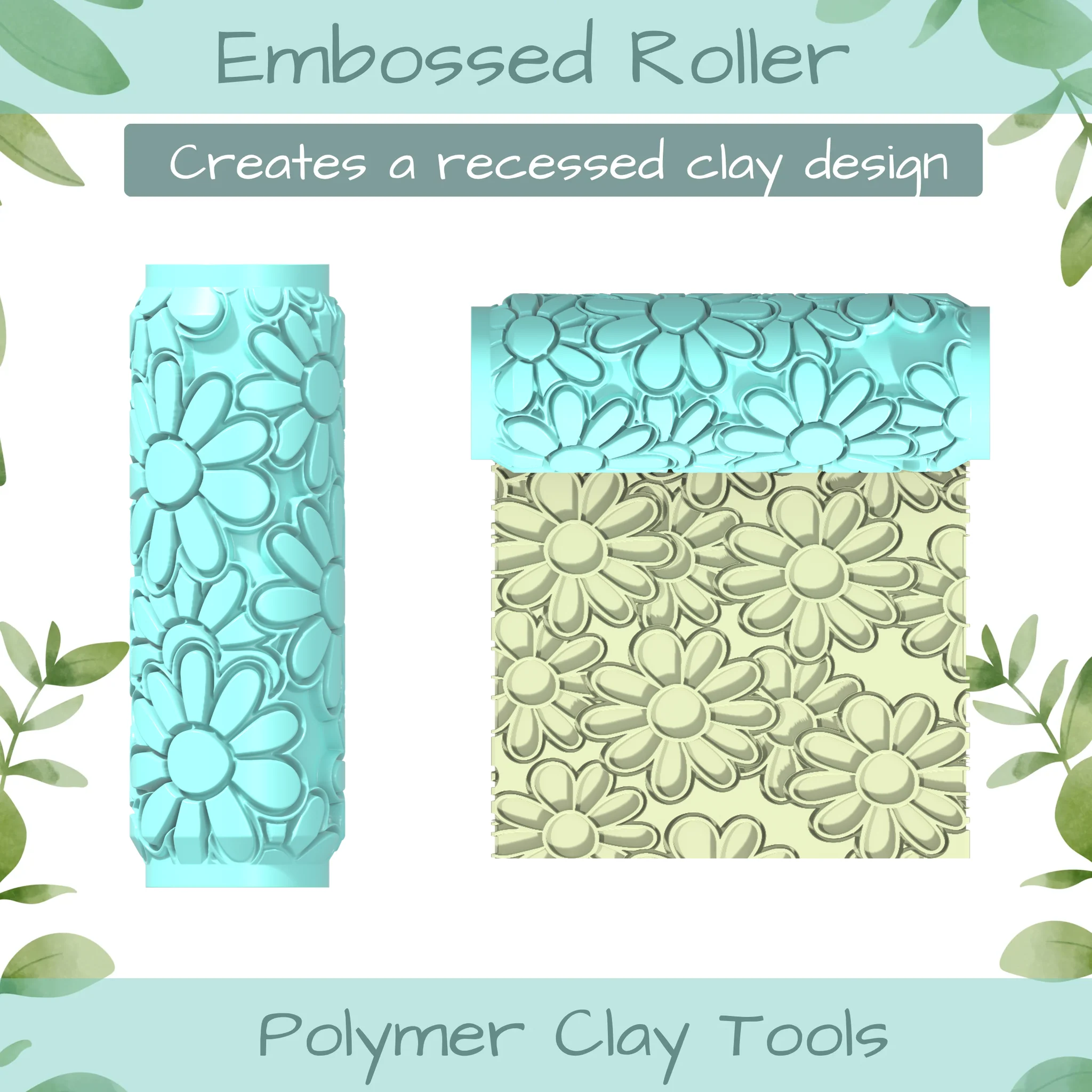 daisies Polymer Clay Texture Roller Duo