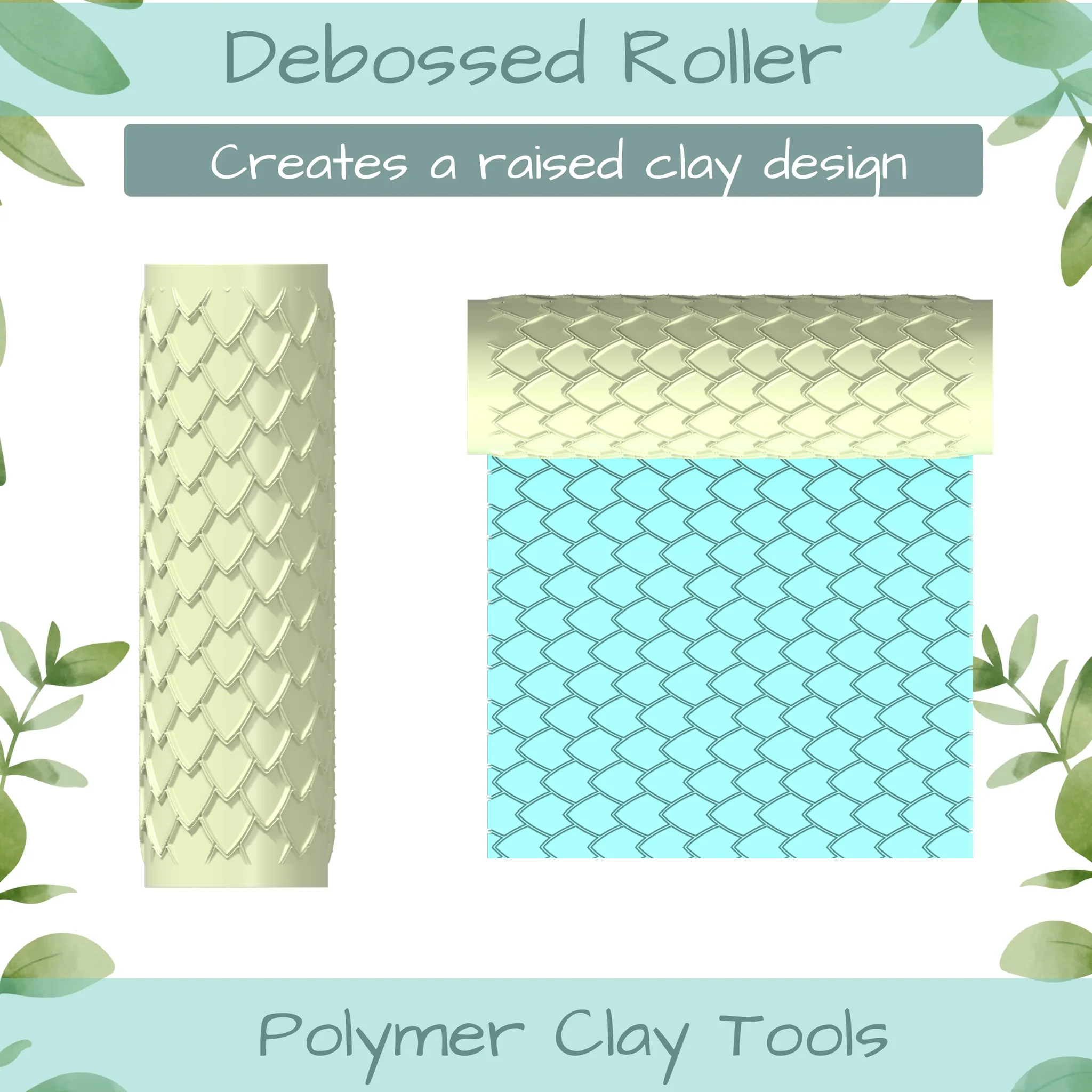 Dragon Scale Polymer Clay Texture Roller Duo